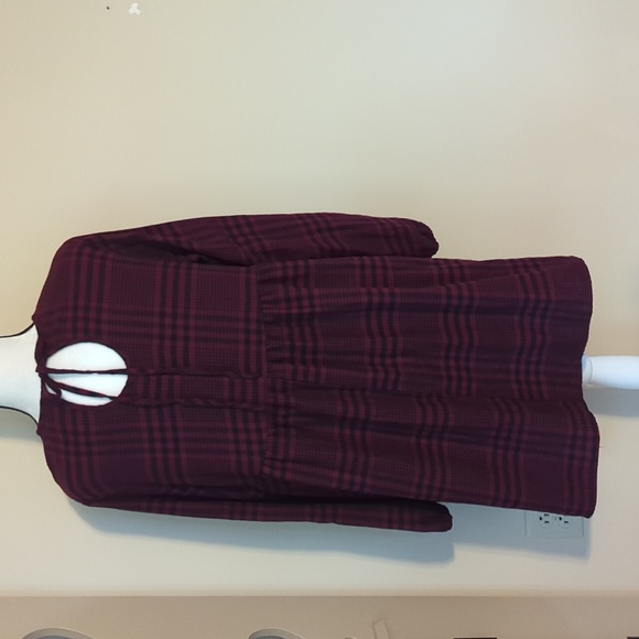 NWT Wild Fable Jumper Plaid Long Sleeve Dress MEDIUM Red Black Pockets - Picture 6 of 16